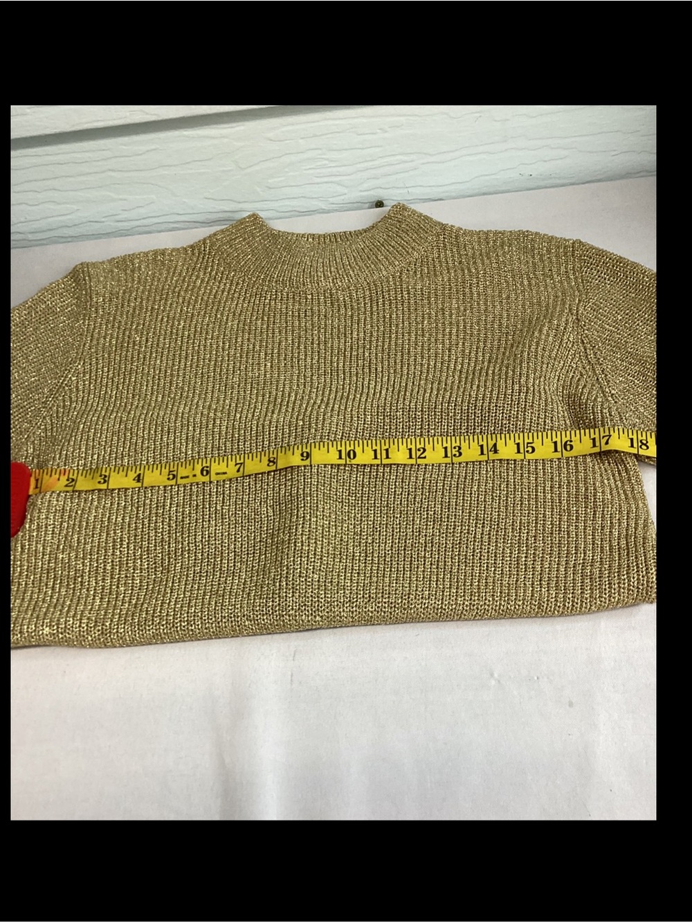 Gold Metallic Knit Mock Neck Top.62 - Picture 3 of 4